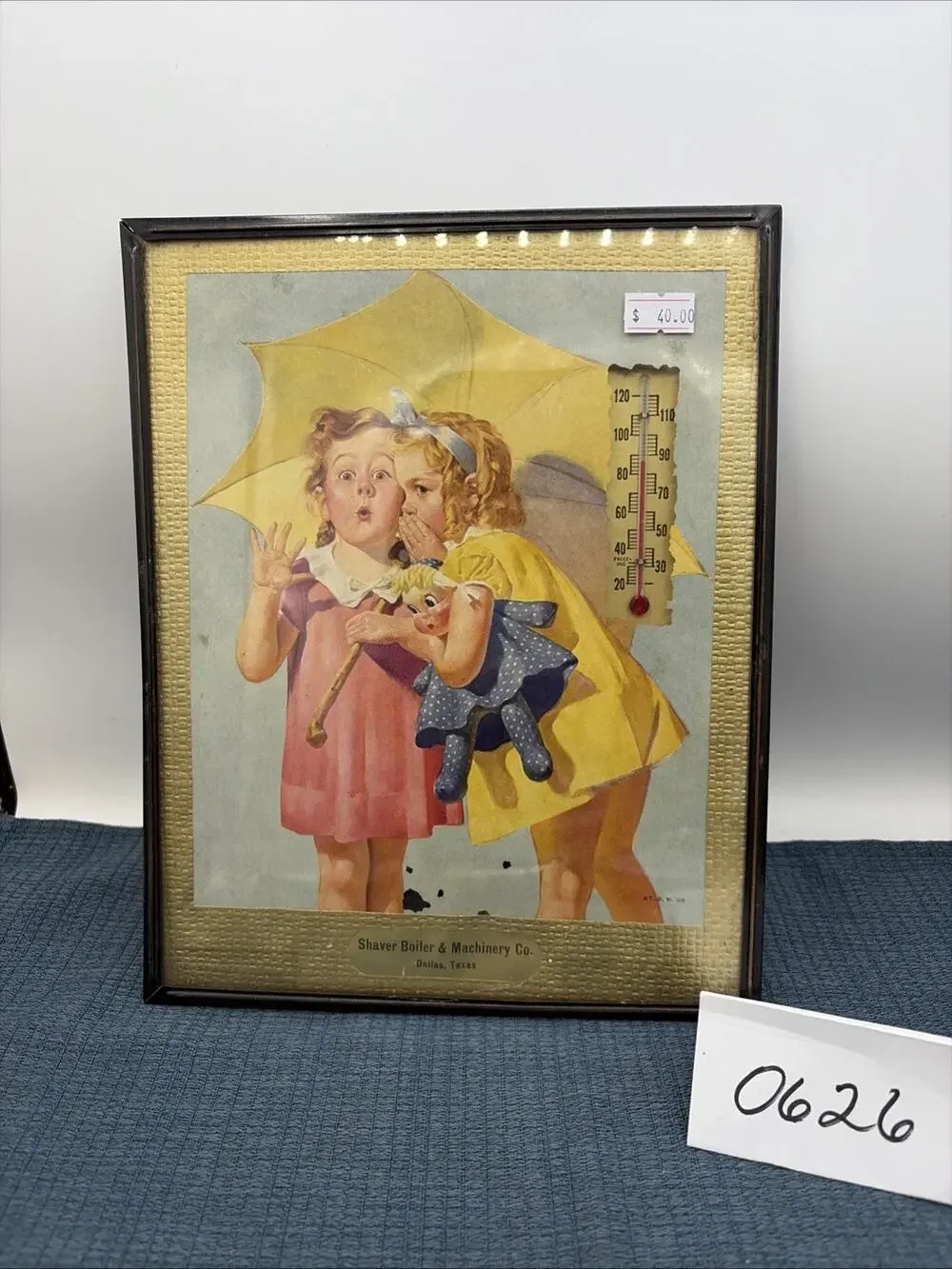 Antique 1947 Advertising Picture Frame Thermometer – Shaver Boiler & Machine Dal